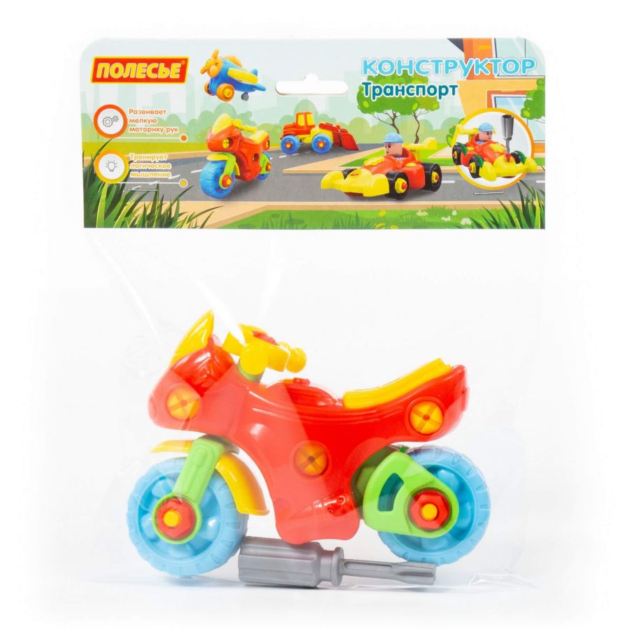 Конструктор-транспорт "Мотоцикл" (25 элементов) (в пакете)