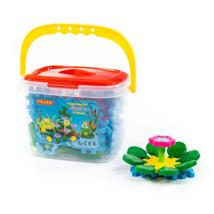 Конструктор "Флора 2" (91 элемент) (в ведёрке)