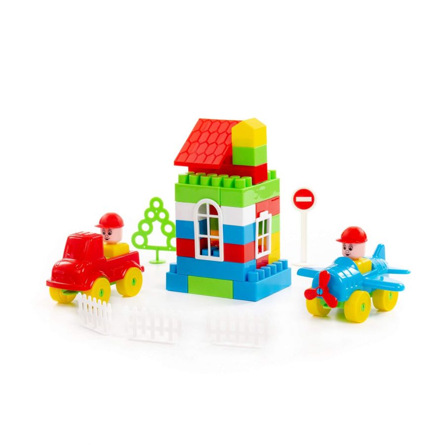 Конструктор "Строитель" (92 элемента) (в пакете)