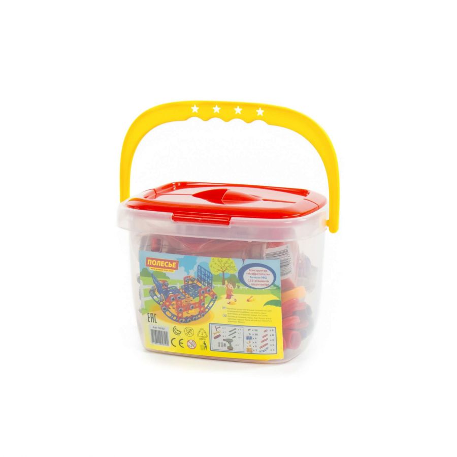 Конструктор "Изобретатель" - "Качели №2" (122 элемента) + шуруповёрт (в ведёрке)