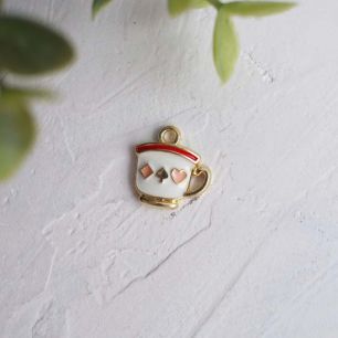 Подвеска металлическая - Чашечка белая 1,5 см