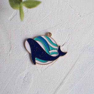 Подвеска металлическая - Кит в круге 3 см