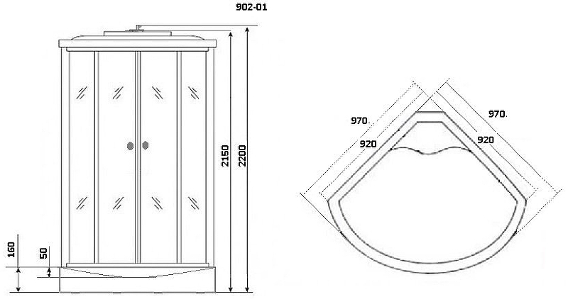 Душевая кабина Niagara Ultra 100x100 NG-902-01 с гидромассажем схема 10