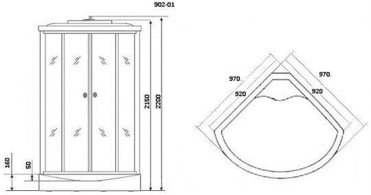 Душевая кабина Niagara Ultra 100x100 NG-902-01 с гидромассажем схема 10