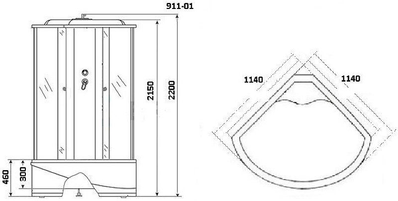 Душевая кабина Niagara Ultra 115x115 NG-911-01 с гидромассажем схема 13