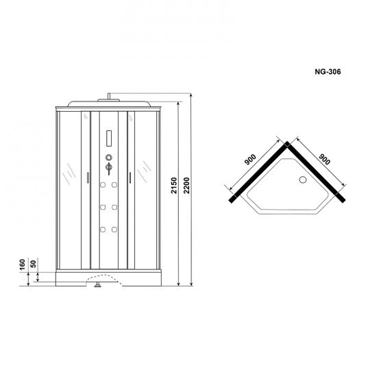 Душевая кабина Niagara Ultra 90x90 NG-306-01 с гидромассажем схема 11