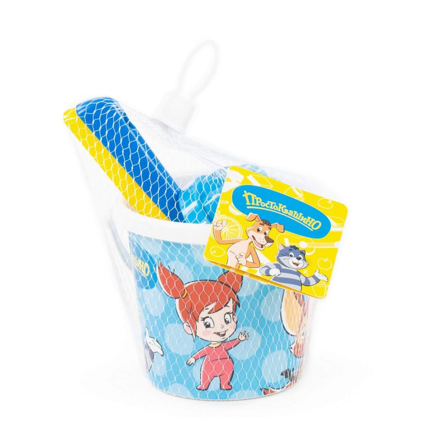 Набор "Простоквашино" №1: ведро малое с наклейкой, совок №2, грабельки №2, 1 формочка