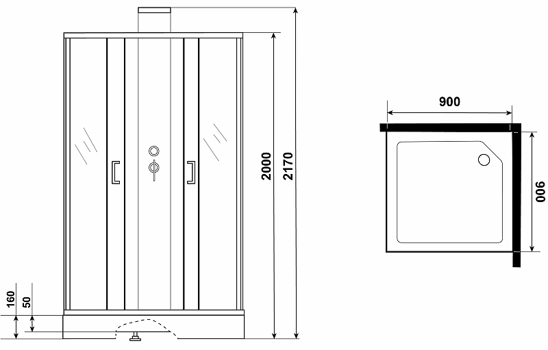 Душевая кабина Grossman Elegans 90x90 GR251Q без гидромассажа ФОТО