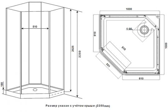 Душевая кабина Timo ILMA701 100х100 без гидромассажа схема 7