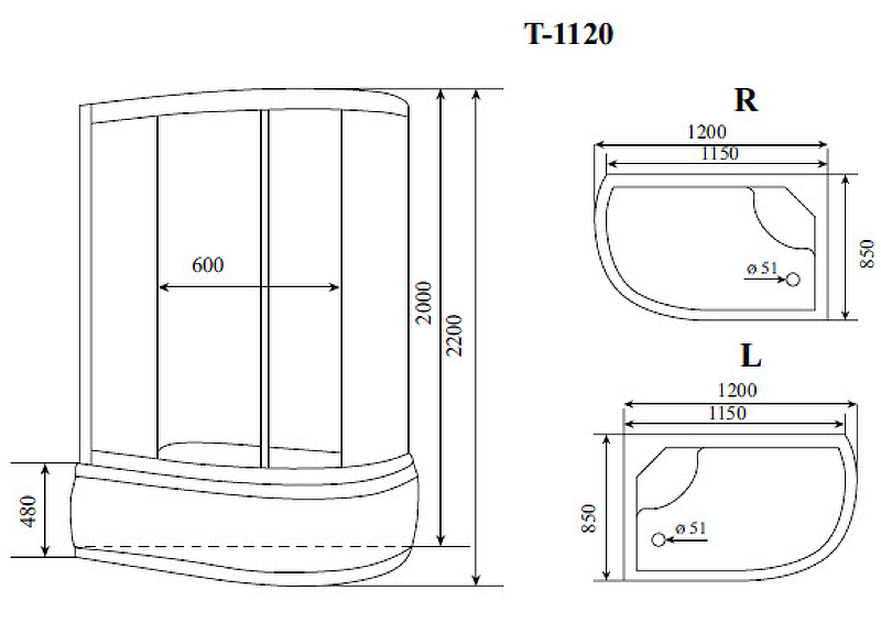 Душевая кабина Timo Standart 120x85 T-6620BL без гидромассажа ФОТО