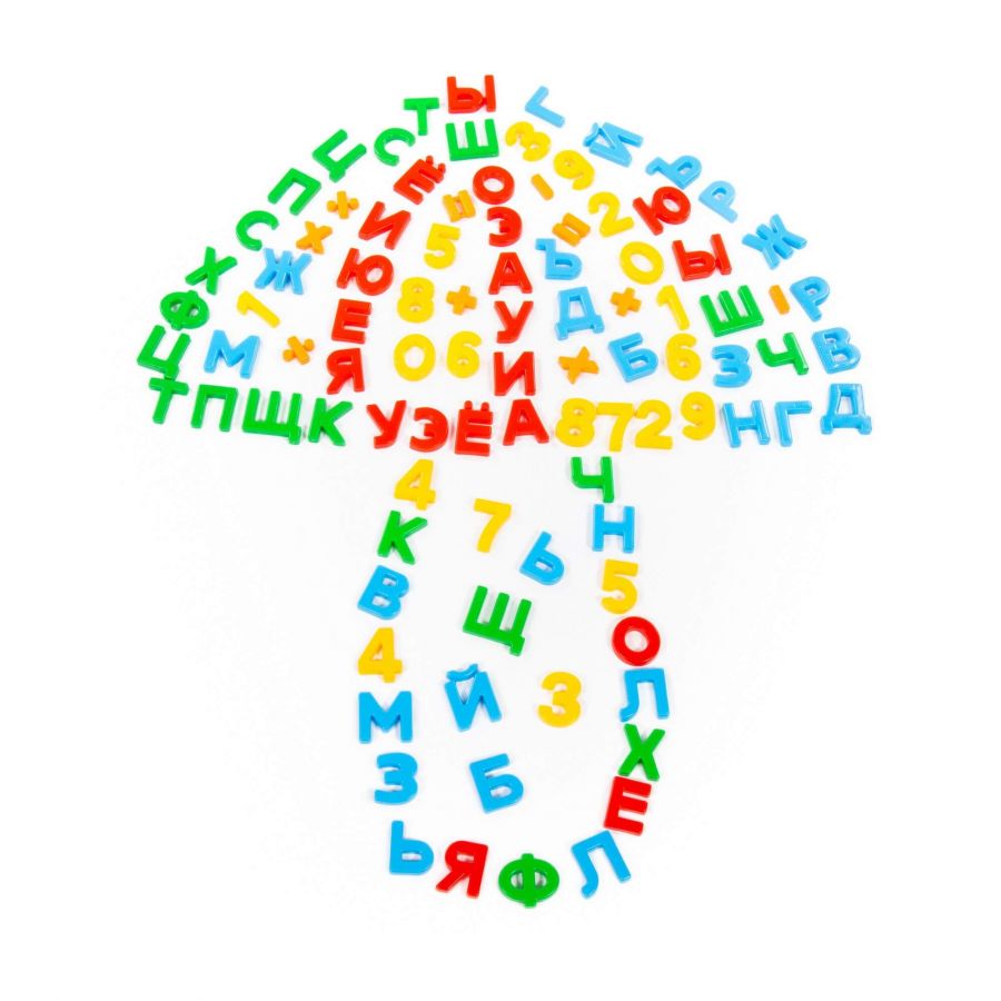 Набор "Простоквашино" "Первые уроки" на магнитах (66 букв + 20 цифр + 10 математических знаков) (в коробке)