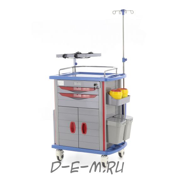 Столик реанимационный, анестезиологический ЕТ750-02 ТМ-002АН-00, тележка медицинская