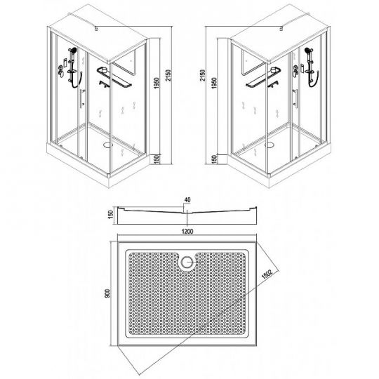 Душевая кабина Esbano ESW-129CKR 120x90 ESKW129CKR без гидромассажа схема 17