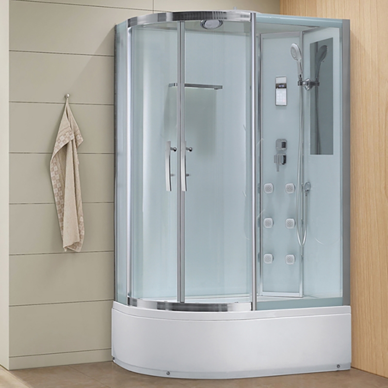 Изображение Душевая кабина Black&White Galaxy 550712r с гидромассажем профиль Серебристый хром задняя стенка Белая