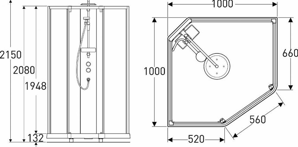 Душевая кабина 100x100 IDO Showerama 10-5 Comfort 558.207.315 схема 9