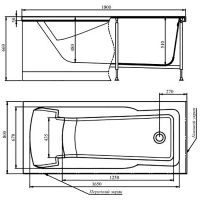 Акриловая ванна Timo Hella 180x80 HELLA1880 без гидромассажа схема 3