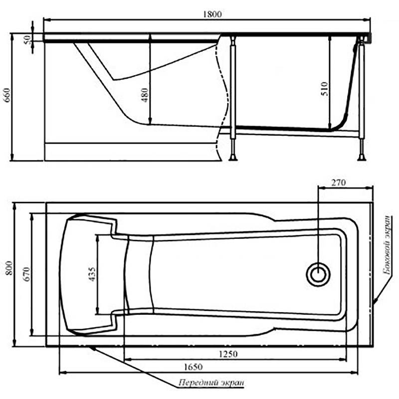 Акриловая ванна Timo Hella 180x80 HELLA1880 без гидромассажа схема 3