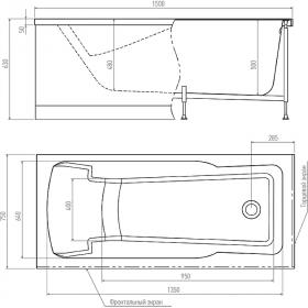 Акриловая ванна Timo Hella 150x75 HELLA1575 без гидромассажа ФОТО