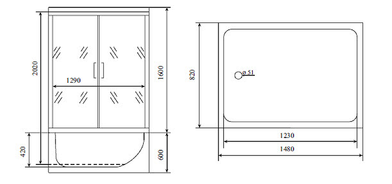 Душевой бокс Timo Lux 148x82 TL-1505 с гидромассажем схема 21