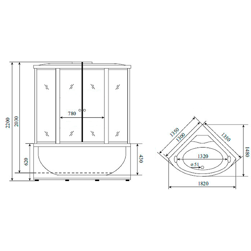 Душевой бокс Timo Standart 135x135 T-6635 S F без гидромассажа схема 7