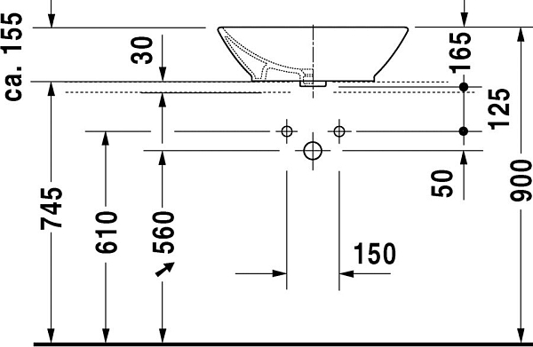 Раковина Duravit Bacino 0334520000 схема 3