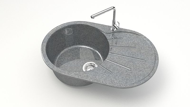 Мойка гранитная кухонная Marrbaxx Касандра тёмно-серая глянцевая овальная Z110Q8