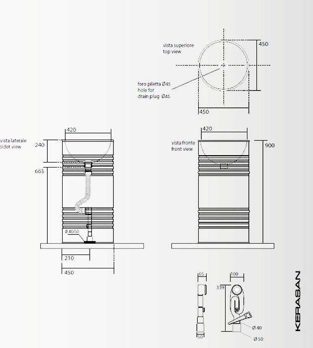 Раковина 45 см Kerasan Artwork Barrel 4742K ФОТО