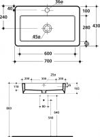 Раковина Kerasan Ego 325001 70 см схема 7