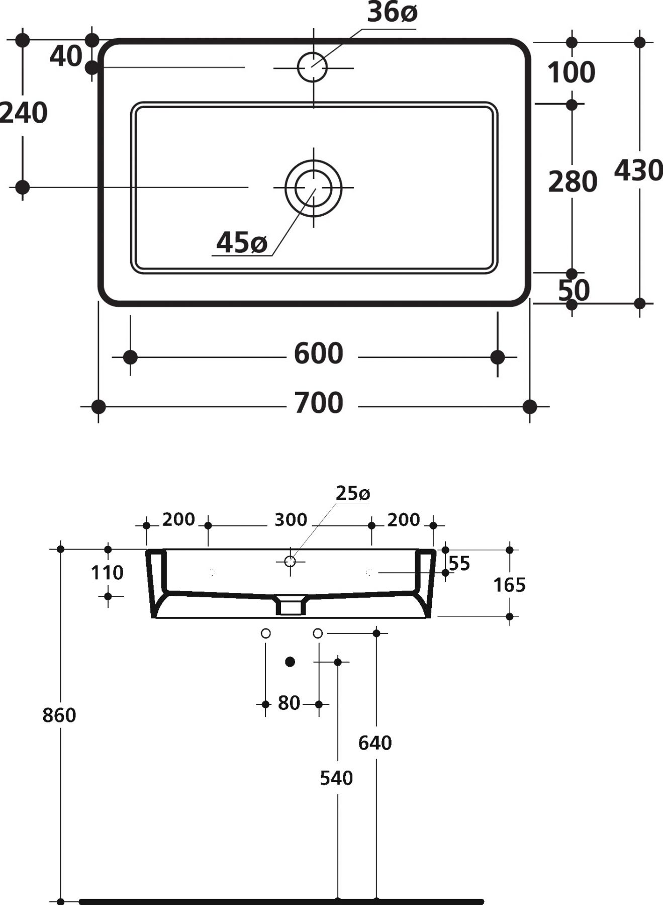 Раковина Kerasan Ego 325001 70 см схема 7