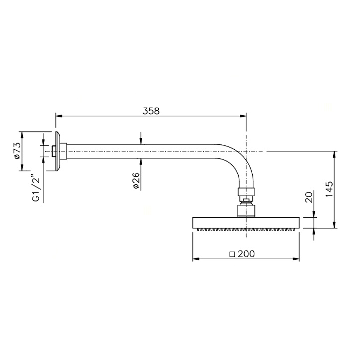 Nicolazzi Doccia 5705CR20 Верхний душ 200*200 мм схема 2