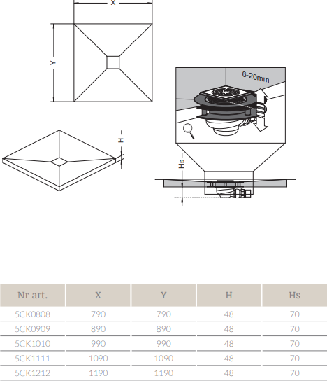 Душевой трап с решёткой Radaway RadaDrain 5CK0808/5K01 79х79 см, хром схема 4