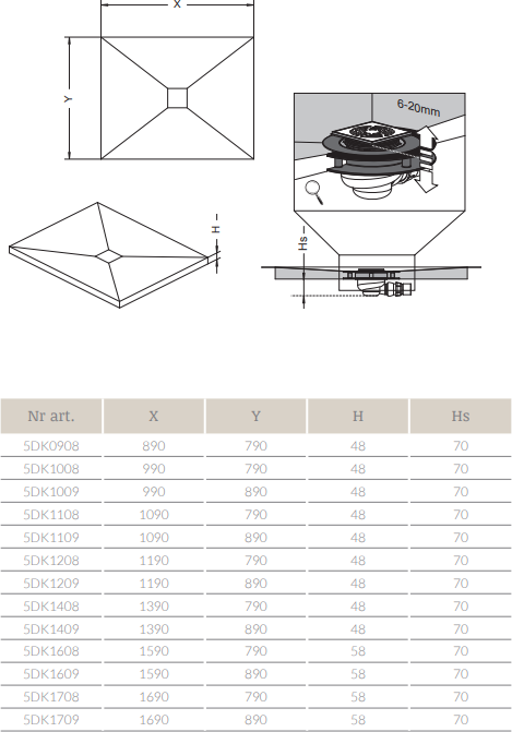 Душевой трап с решёткой Radaway RadaDrain 5DK1209/5K01 119х89 см, хром схема 4