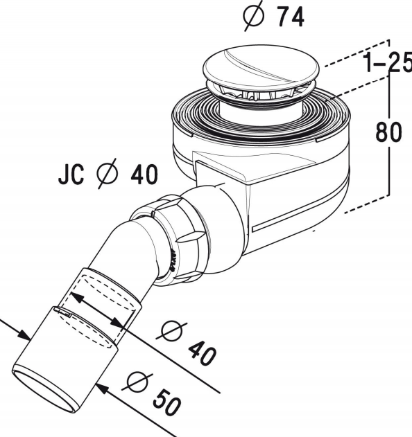 Сифон для душевого поддона Radaway Turboflow № TB50 023-TB50P, хром схема 2