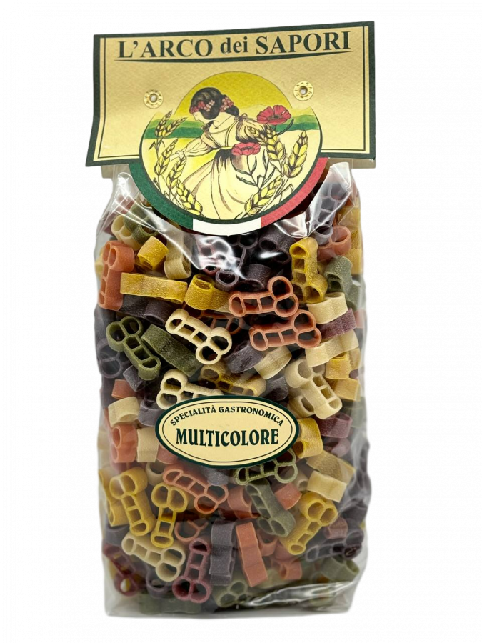 Паста анатомическая 5 вкусов 500 г, Minchiette Multicolori Pastificio Curti 500 gr