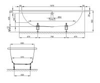 Прямоугольная встраиваемая ванна Bette Duett 3020 170х75 схема 3