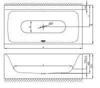 Прямоугольная ванна пристенного монтажа Bette Lux I Silhouette Side 3460 CWVVS 170х85 схема 3