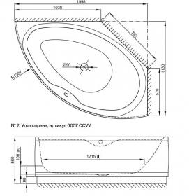 Нестандартная ванна углового монтажа Bette Pool III Panel угловая установка 6057 CCVV правая 160х113 ФОТО