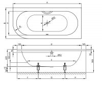 Прямоугольная ванна уголового монтажа Bette Starlet V 6680 правая 165х75 схема 2