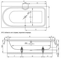 Прямоугольная встраиваемая ванна Bette Ocean Low-Line 8831 L 160х70 схема 2