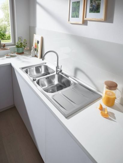 Мойка Grohe K400 из нержавеющей стали с корзинчатым вентилем ФОТО