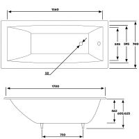 Чугунная ванна Byon Rutta 170х70 Ц0000175 схема 5