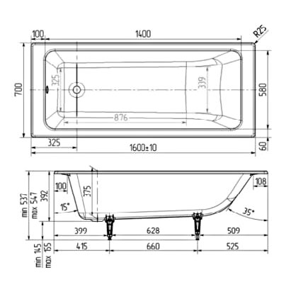 Чугунная ванна Wotte Line 150x70 БП-э00д1465 без антискользящего покрытия ФОТО