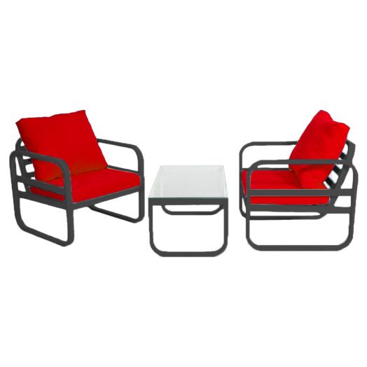 Комплект мебели SANTORINI (2 кресла, стол журнальный, чёрный металлокаркас)