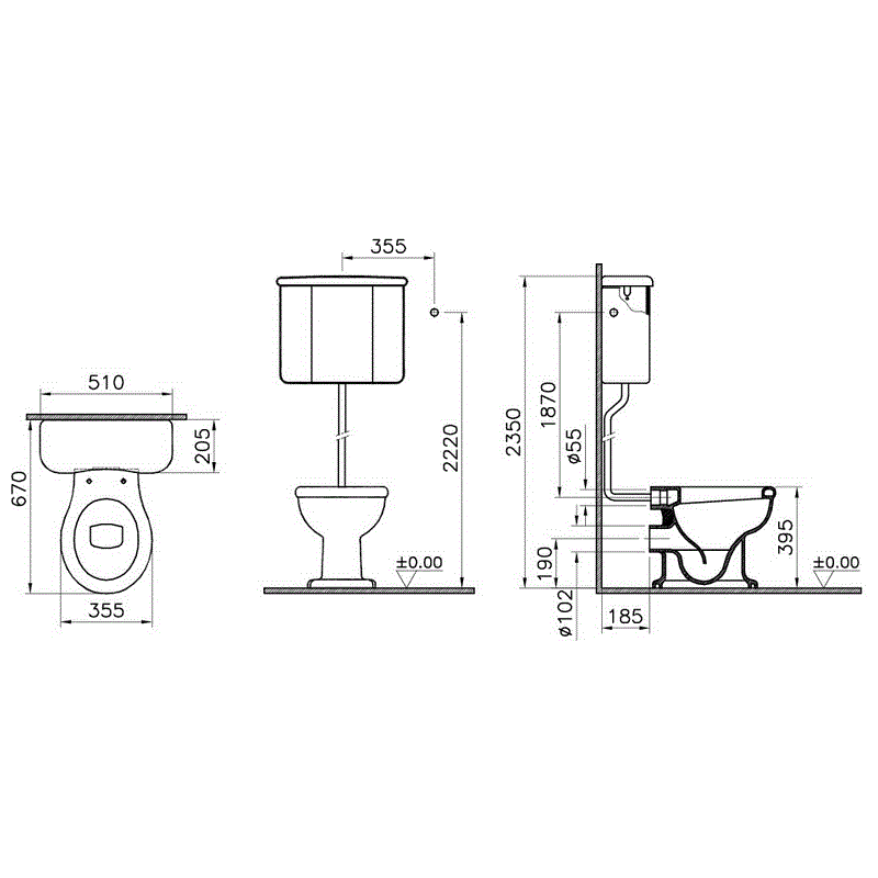 Унитаз напольный приставной 6233B003-0075 VITRA Efes схема 8