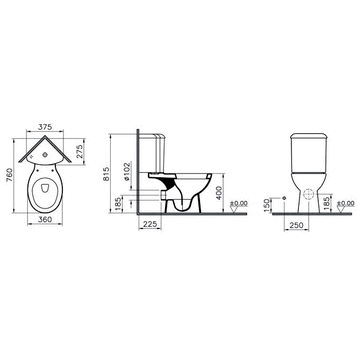 Унитаз-компакт напольный угловой 9754B003-7200 VITRA Arkitekt схема 4