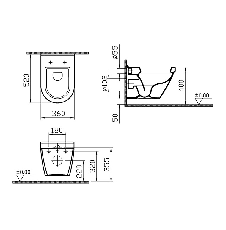 Подвесной унитаз с функцией омывания VITRA S50 5318B003-0850 ФОТО