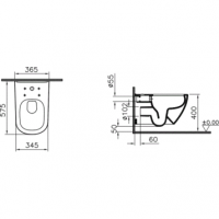 Унитаз подвесной 5911B003-0075 VITRA D-Light схема 5