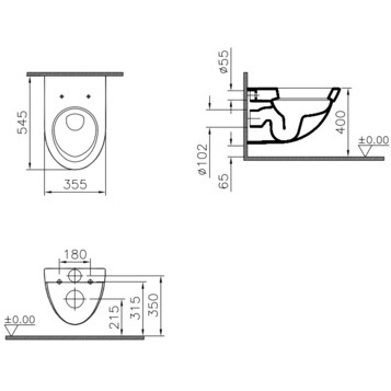 Унитаз подвесной 4305B003-0075 VITRA Form 500 схема 3