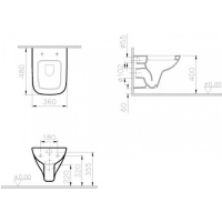 Унитаз подвесной 5505B003-0101 VITRA S20 схема 3