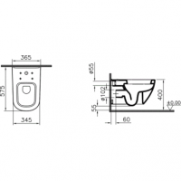 Унитаз подвесной 5910B003-6098 VITRA D-Light схема 3